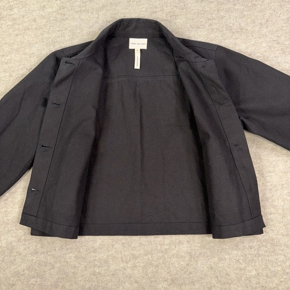 Laude The Label Cropped Canvas Chore Jacket Womens M Black 100% Organic Cotton - Picture 5 of 12
